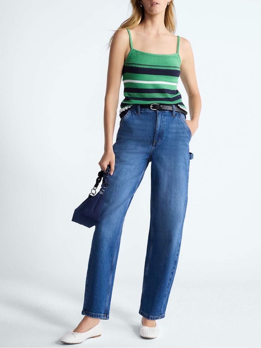 High Rise Cropped Carpenter Barrel Jeans, 26" Inseam